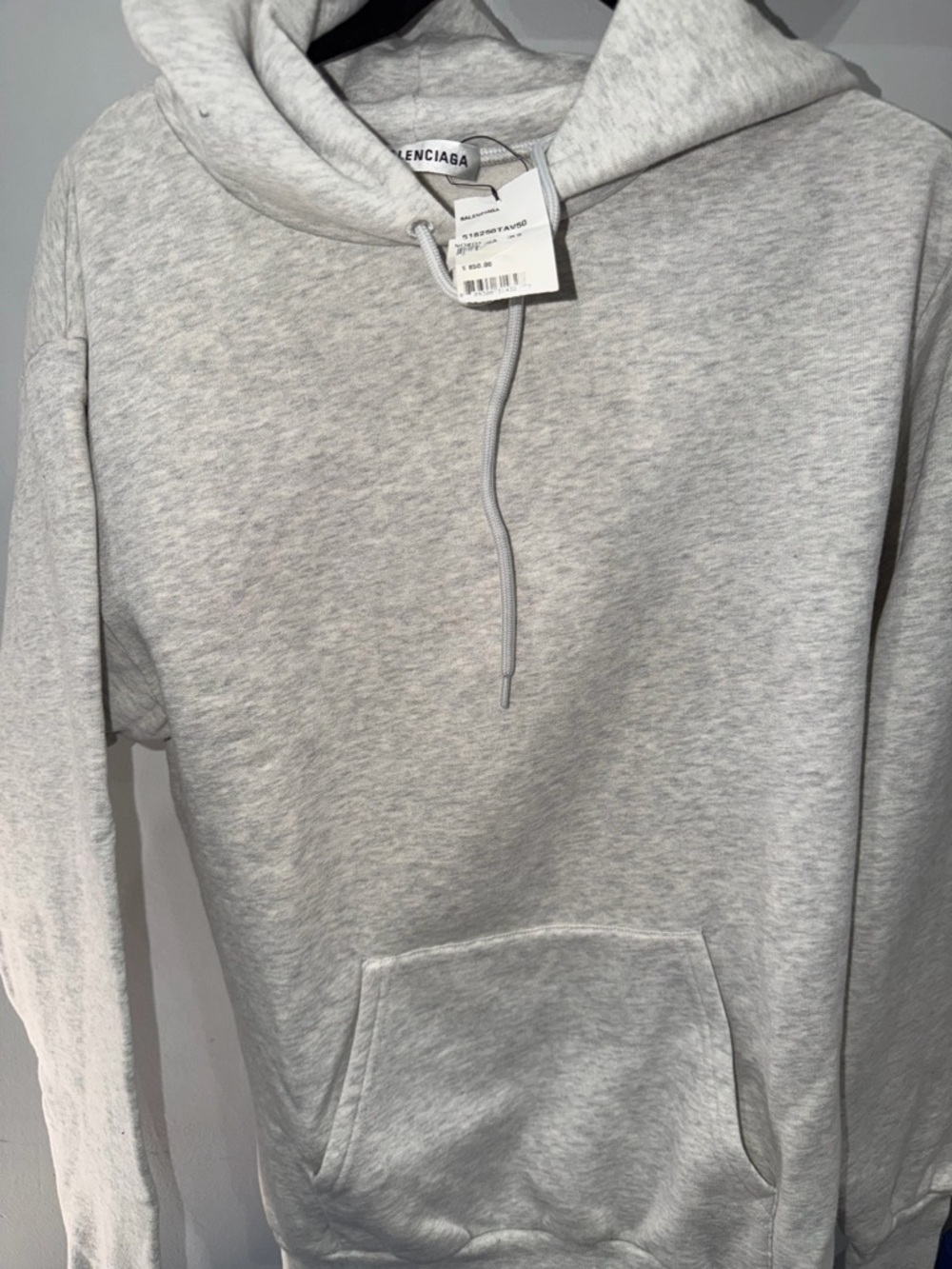 Balenciaga Light Gray Zip-Up Hoodie with Drawstring